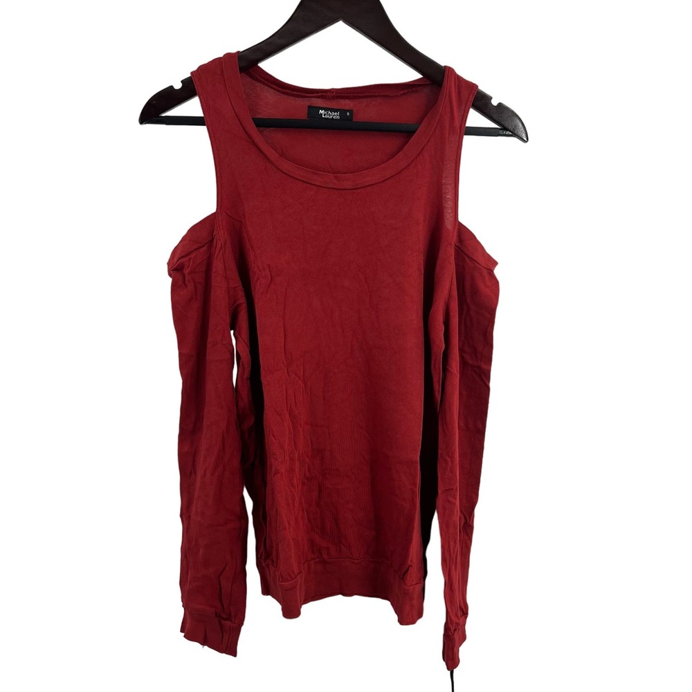 Michael Lauren Long Sleeve Open Shoulder Ox Top Red Size Small